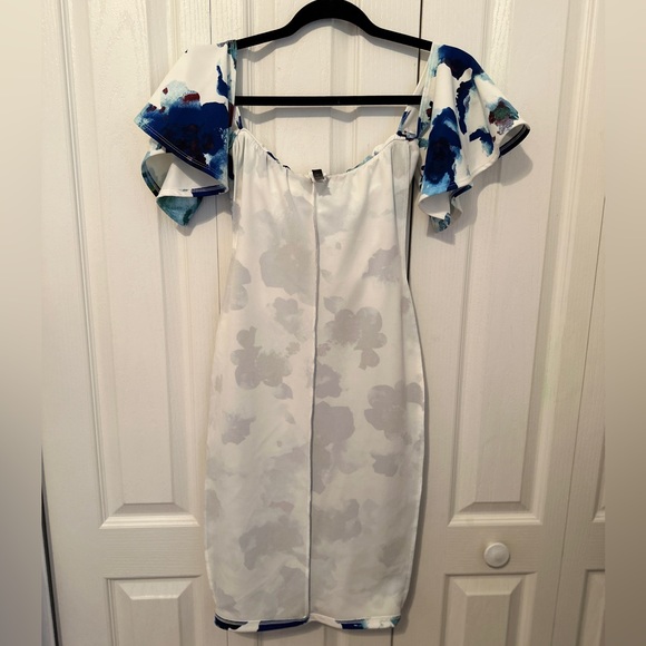 Eleganzarella Off the Shoulder Ruffled Midi Floral Dress (S) - Picture 3 of 3